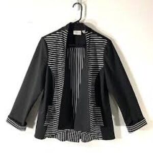 Chico's Black and White Striped Blazer